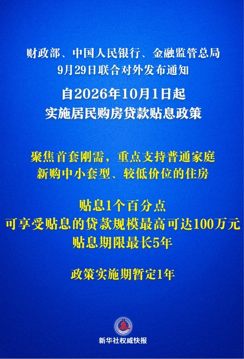 居民房贷贴息政策来了！